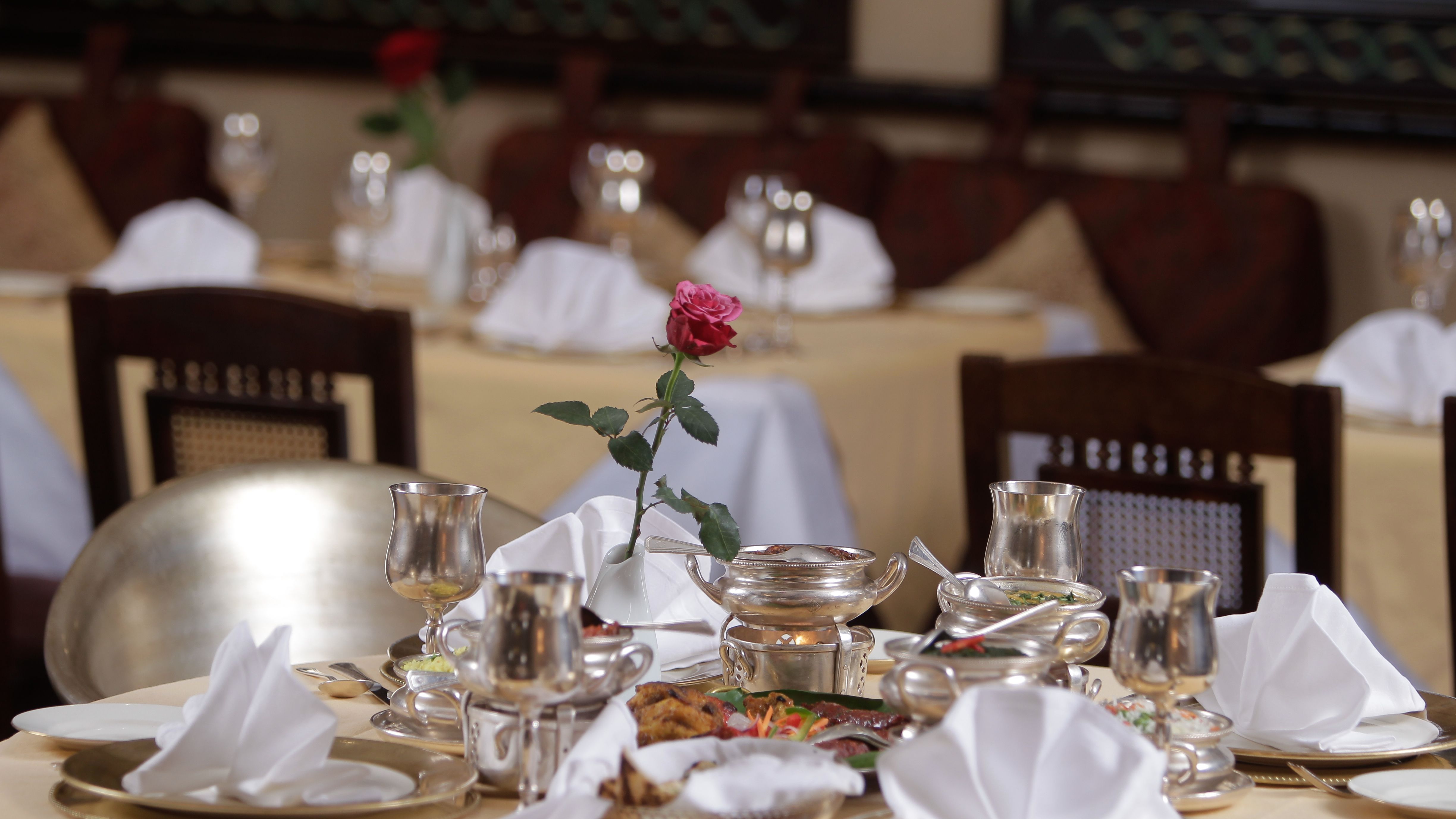 Shaheen Restaurant table exquisitely set and ready for service
