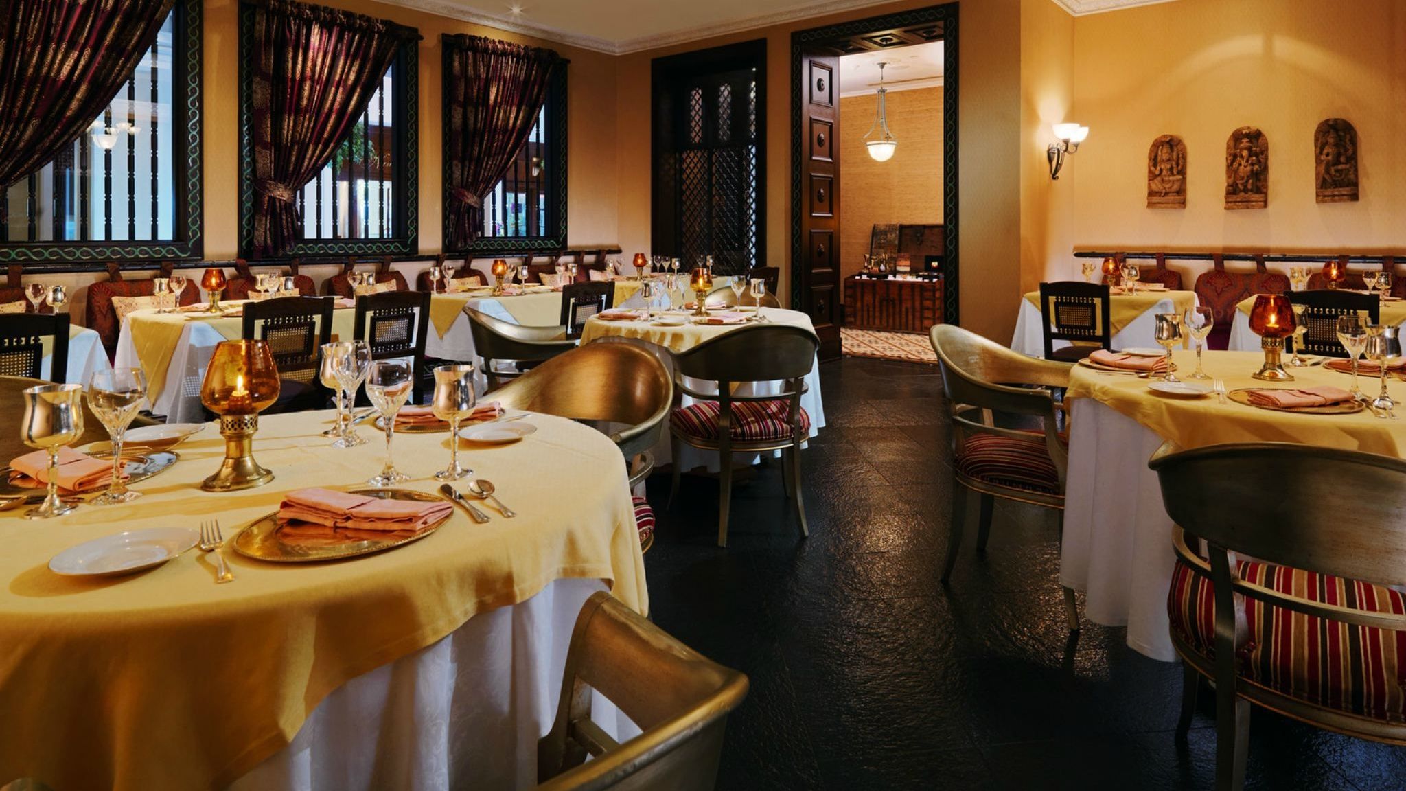 Shaheen Restaurant Interior with tables set ready for service